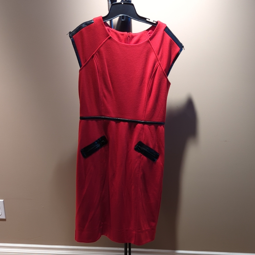 Laura Red Dress with Black Accents